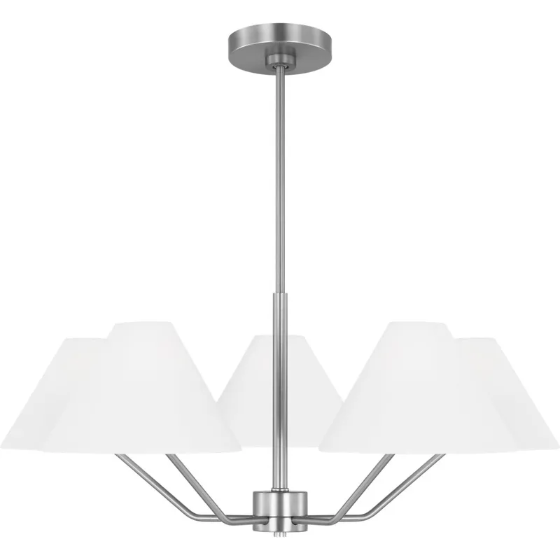 Drew & Jonathan Burke 5 Light 30 inch Brushed Steel Chandelier Ceiling Light