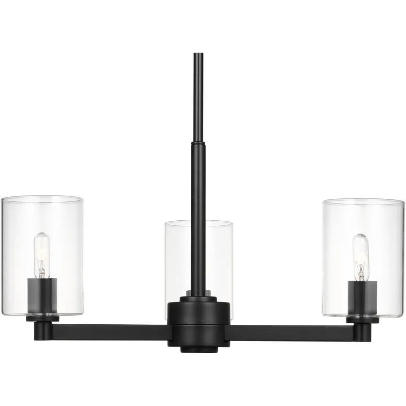 Fullton 3 Light 21.63 inch Midnight Black Chandelier Ceiling Light in Clear Glass