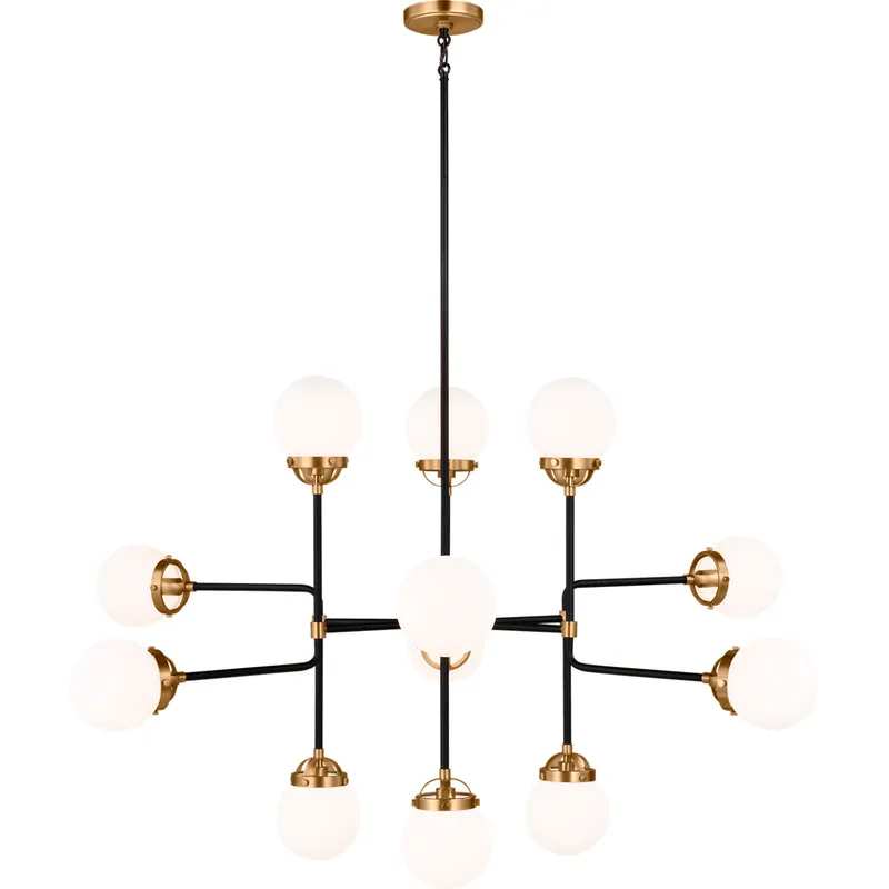 Ian K. Fowler Cafe 12 Light 47 inch Satin Brass Chandelier Ceiling Light