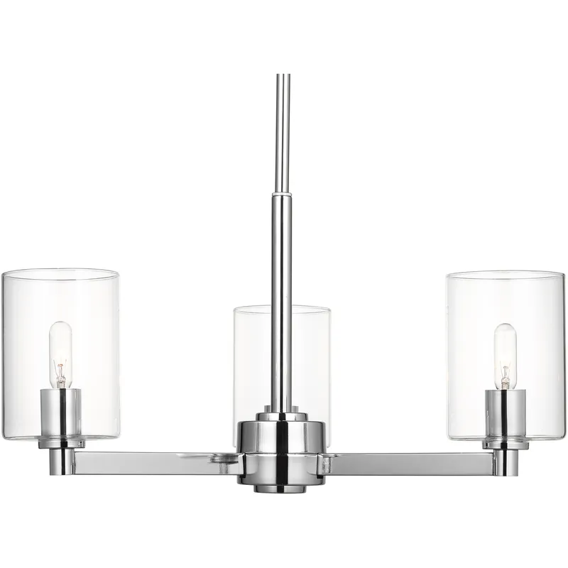 Fullton 3 Light 21.63 inch Chrome Chandelier Ceiling Light in Clear Glass