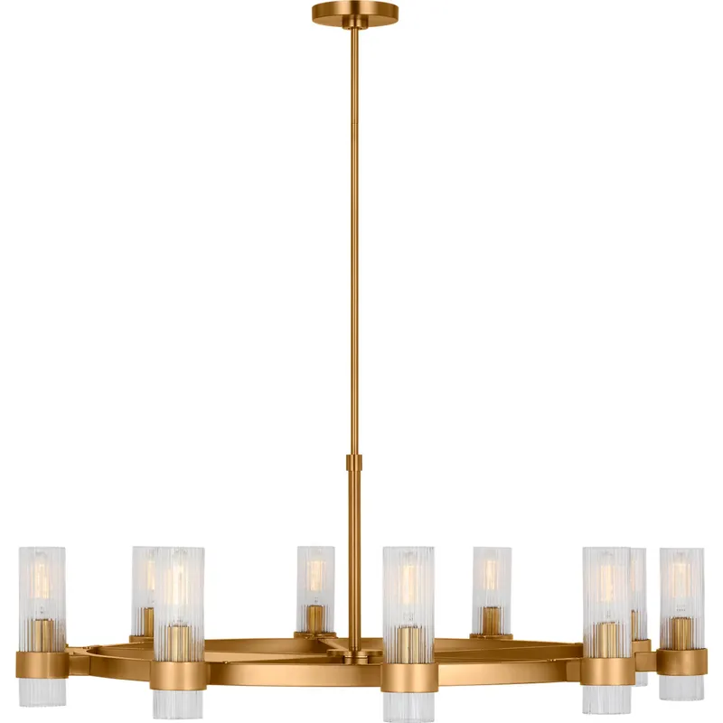 C&M by Chapman & Myers Geneva 8 Light 42 inch Burnished Brass Chandelier Ceiling Light
