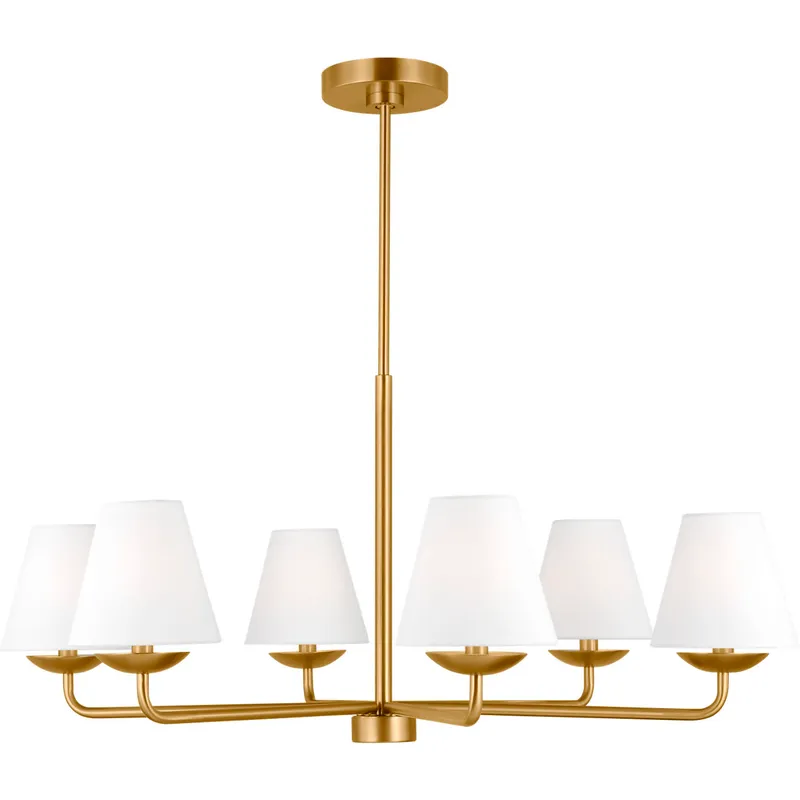 Drew & Jonathan Scott Albion 6 Light 34 inch Satin Brass Chandelier Ceiling Light