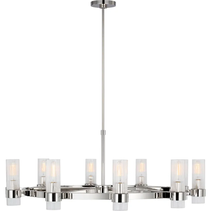 C&M by Chapman & Myers Geneva 8 Light 42 inch Polished Nickel Chandelier Ceiling Light