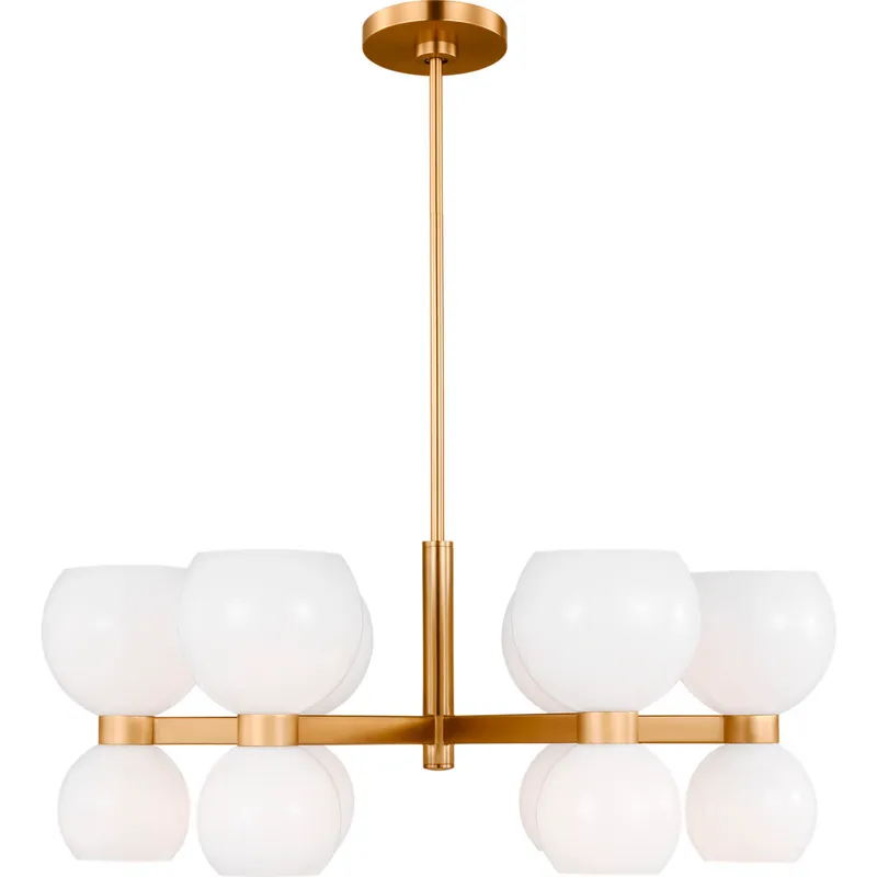 kate spade new york Londyn 12 Light 28 inch Burnished Brass with Milk White Glass Chandelier Ceiling Light