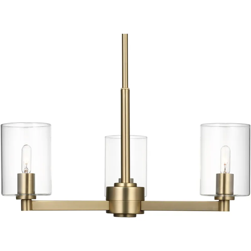 Fullton 3 Light 21.63 inch Satin Brass Chandelier Ceiling Light in Clear Glass