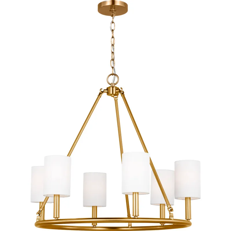 Drew & Jonathan Egmont 6 Light 28 inch Satin Brass Chandelier Ceiling Light