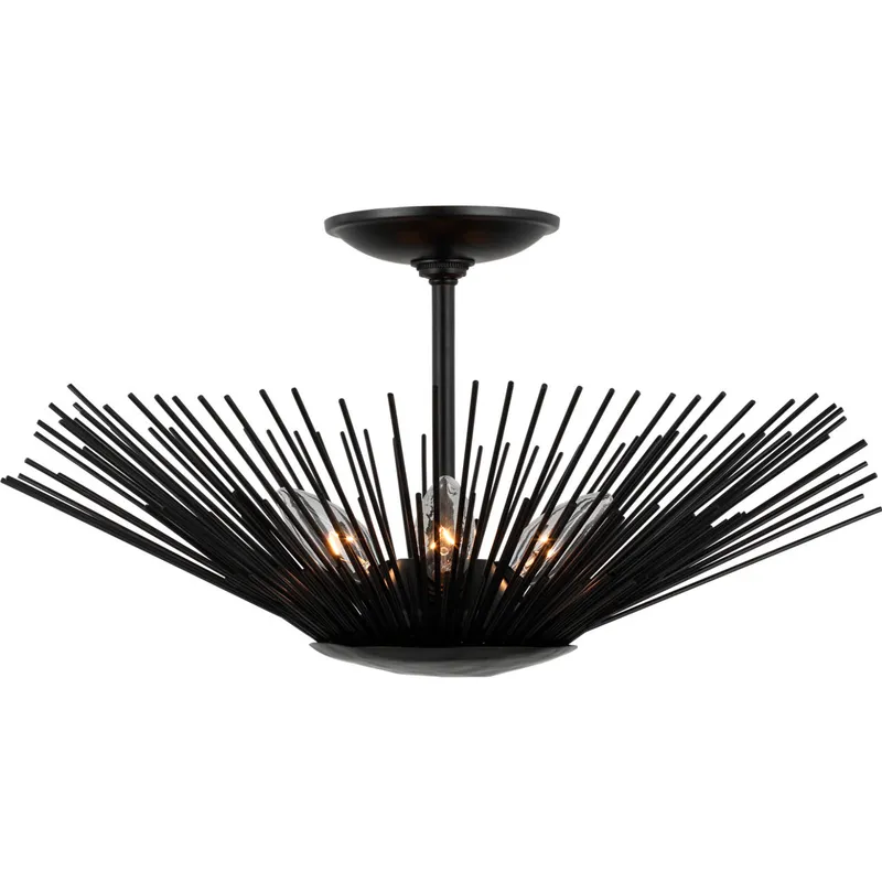 AH by Alexa Hampton Helios 3 Light 17 inch Aged Iron Semi-Flush Mount Ceiling Light