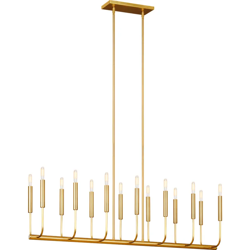 ED Ellen DeGeneres Brianna 14 Light 47.75 inch Burnished Brass Linear Chandelier Ceiling Light