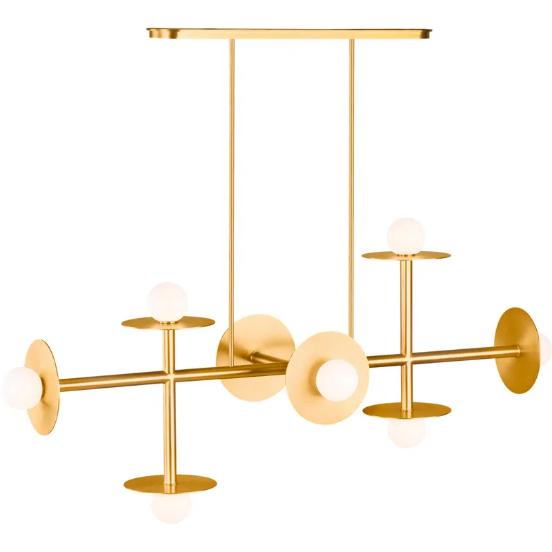 Kelly by Kelly Wearstler Nodes 8 Light 53.13 inch Burnished Brass Linear Chandelier Ceiling Light