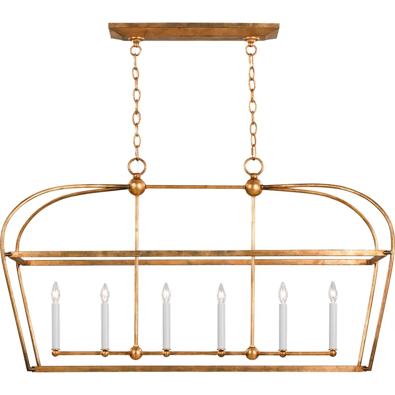 C&M by Chapman & Myers Stonington 6 Light 49.13 inch Antique Gild Linear Lantern Ceiling Light