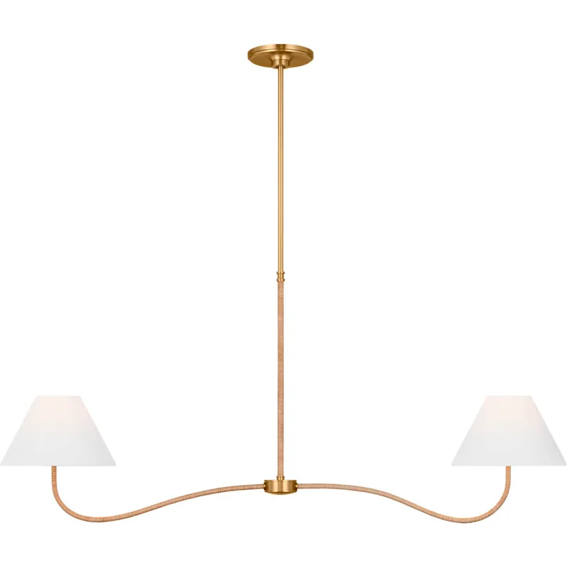 C&M by Chapman & Myers Laguna 2 Light 51.5 inch Burnished Brass Linear Chandelier Ceiling Light