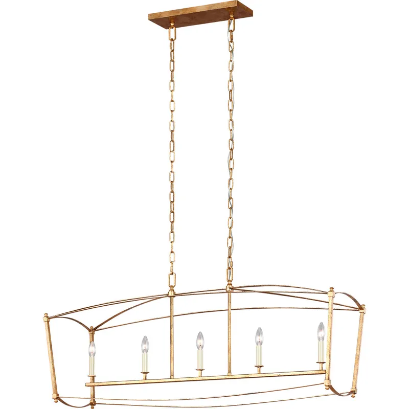 Sean Lavin Thayer 5 Light 49 inch Antique Gild Linear Chandelier Ceiling Light