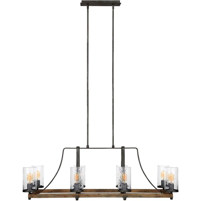 Sean Lavin Angelo 8 Light 46 inch Distressed Weathered Oak / Slate Grey Metal Linear Chandelier Ceiling Light