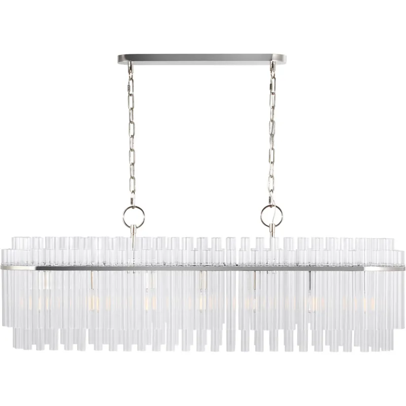 C&M by Chapman & Myers Beckett 7 Light 48 inch Polished Nickel Linear Chandelier Ceiling Light
