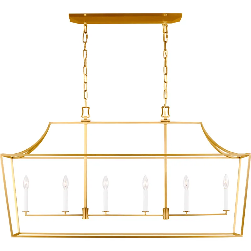 C&M by Chapman & Myers Southold 6 Light 48 inch Burnished Brass Hanging Linear Lantern Ceiling Light