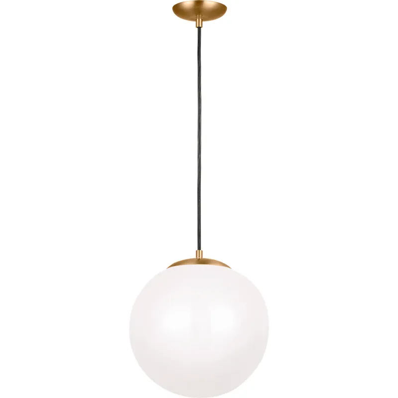 Leo - Hanging Globe LED 14 inch Satin Brass Pendant Ceiling Light