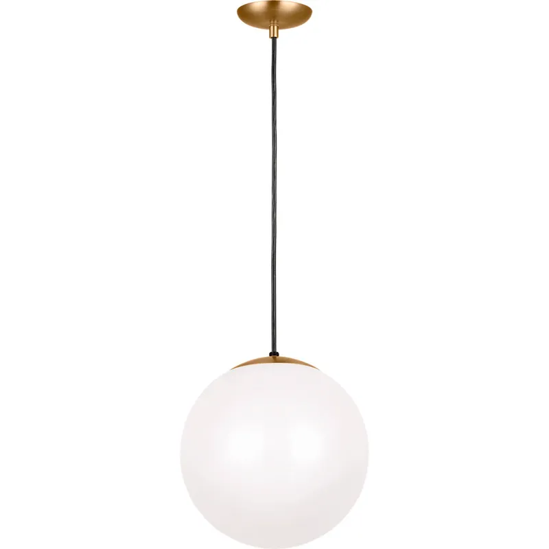 Leo - Hanging Globe 1 Light 14 inch Satin Brass Pendant Ceiling Light