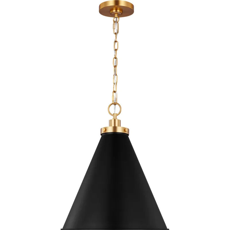 C&M by Chapman & Myers Wellfleet 1 Light 15.63 inch Midnight Black and Burnished Brass Pendant Ceiling Light in Midnight Black / Burnished Brass