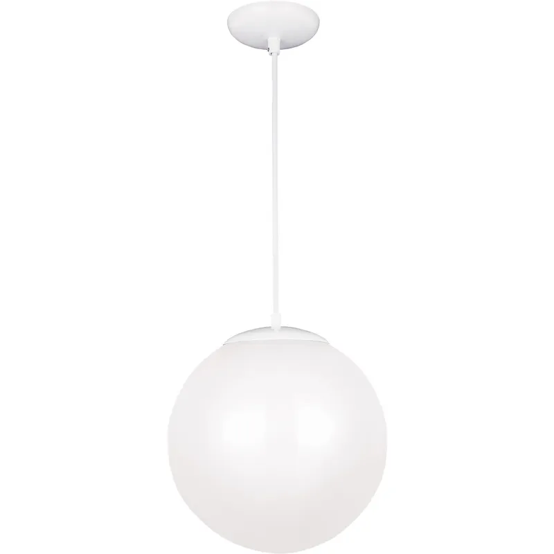 Leo - Hanging Globe 1 Light 14 inch White Pendant Ceiling Light