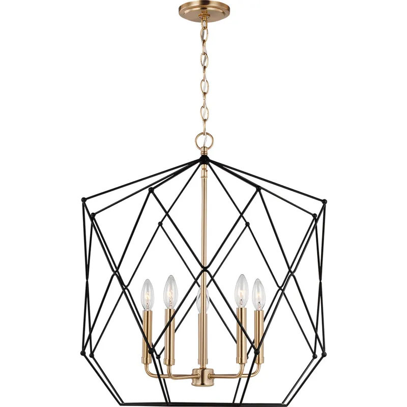 Zarra 5 Light 23 inch Satin Brass Pendant Ceiling Light