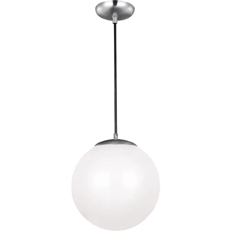 Leo - Hanging Globe 1 Light 14 inch Satin Aluminum Pendant Ceiling Light