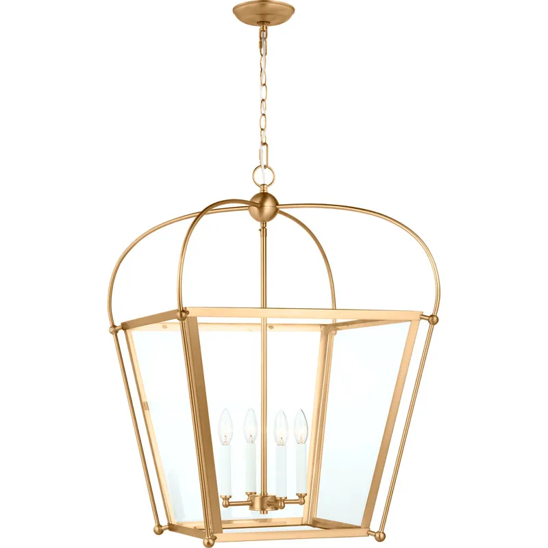 C&M by Chapman & Myers Charleston 4 Light 14.5 inch Satin Brass Pendant Ceiling Light