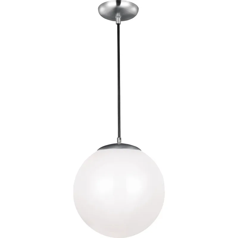 Leo - Hanging Globe LED 14 inch Satin Aluminum Pendant Ceiling Light