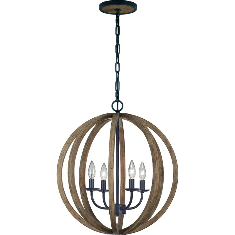 Sean Lavin Allier 4 Light 20.5 inch Weathered Oak Wood / Antique Forged Iron Pendant Ceiling Light