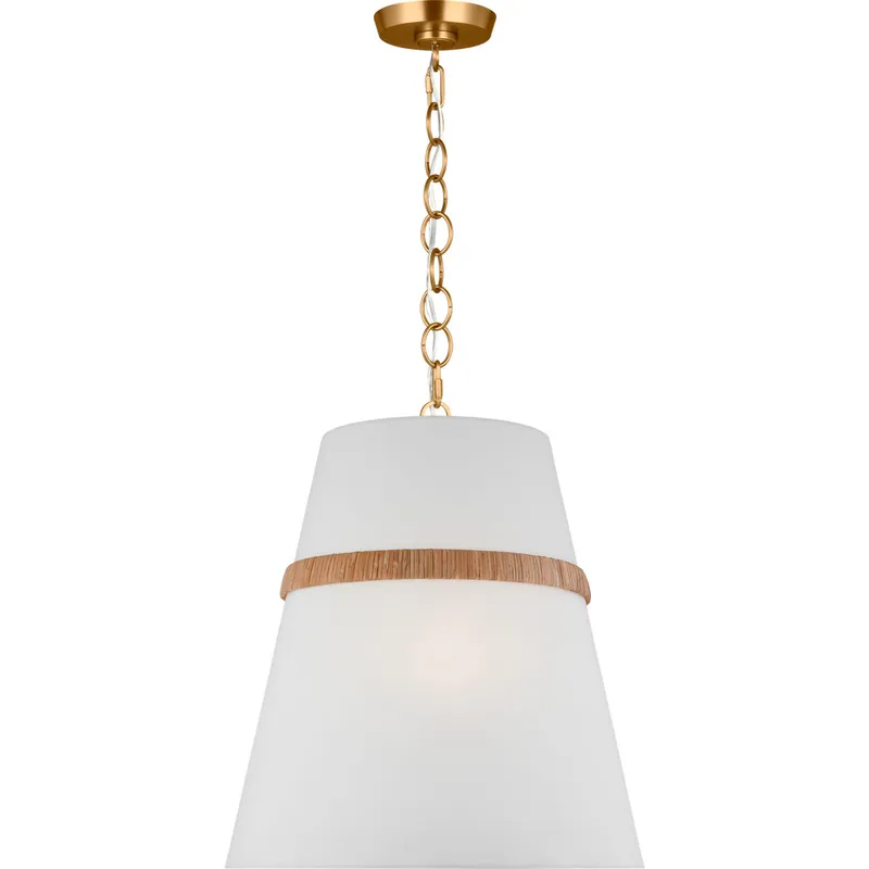 AH by Alexa Hampton Cordtlandt 3 Light 18 inch Burnished Brass with Rattan Pendant Ceiling Light