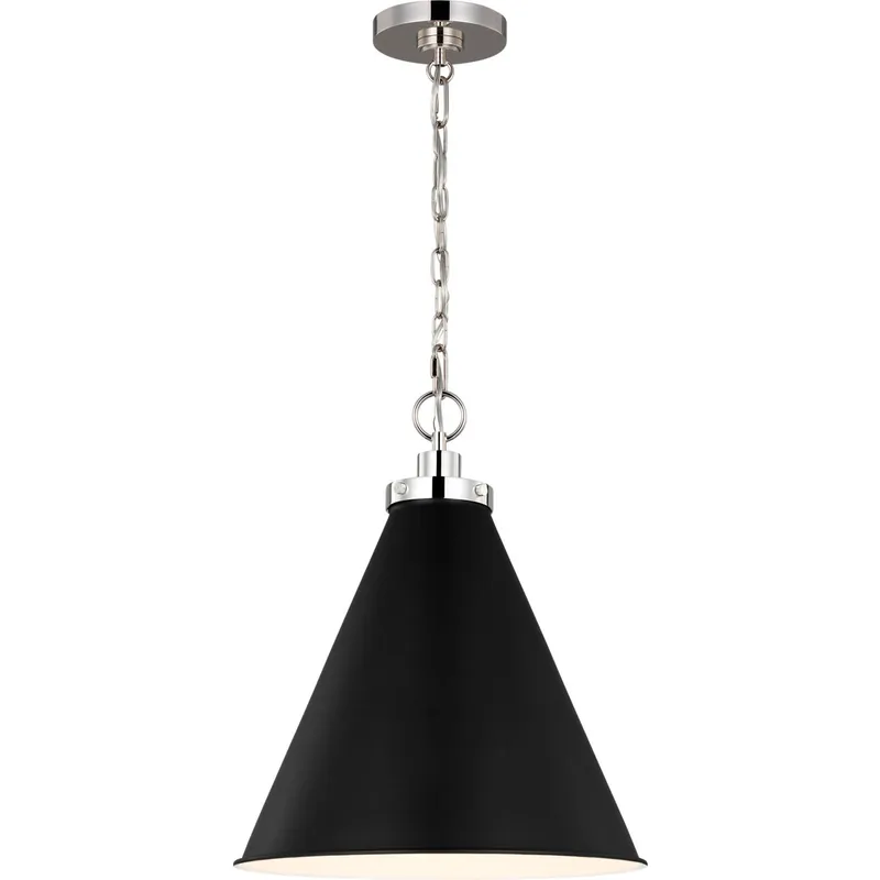 C&M by Chapman & Myers Wellfleet 1 Light 15.63 inch Midnight Black and Polished Nickel Pendant Ceiling Light in Midnight Black / Polished Nickel