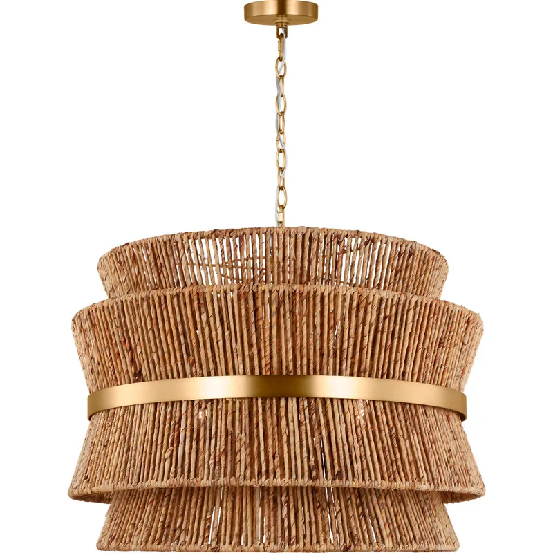 Drew & Jonathan Thurlo 4 Light 32 inch Satin Brass Hanging Shade Pendant Ceiling Light