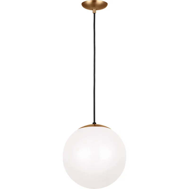 Leo - Hanging Globe 1 Light 12 inch Satin Brass Pendant Ceiling Light
