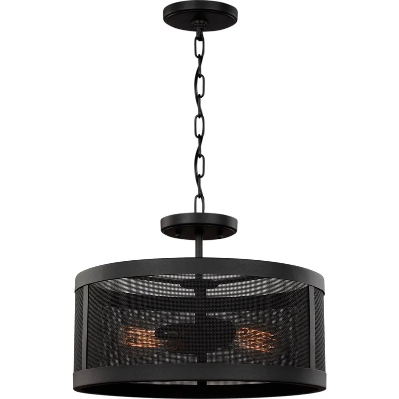 Gereon 2 Light 16 inch Black Semi-Flush Mount Ceiling Light