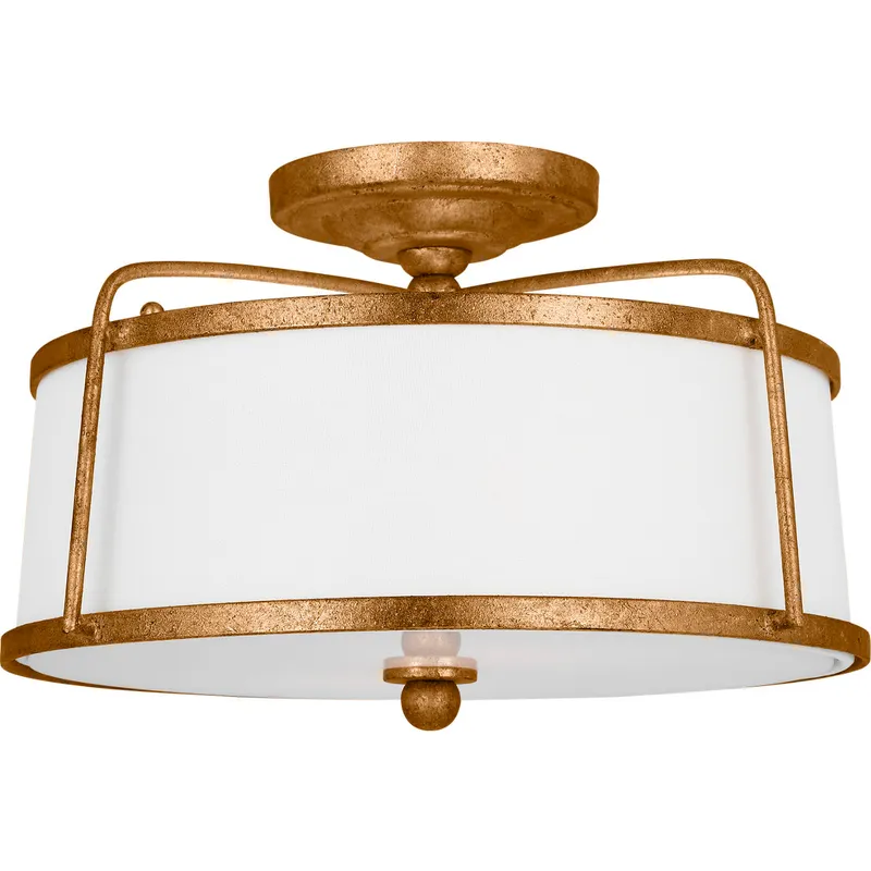 C&M by Chapman & Myers Stonington 2 Light 14 inch Antique Gild Semi-Flush Mount Ceiling Light
