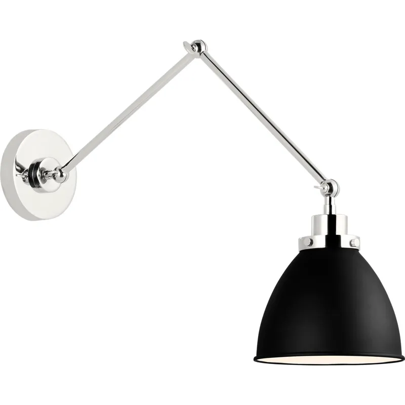 C&M by Chapman & Myers Wellfleet 26 inch 75 watt Midnight Black and Polished Nickel Task Sconce Wall Light in Midnight Black / Polished Nickel