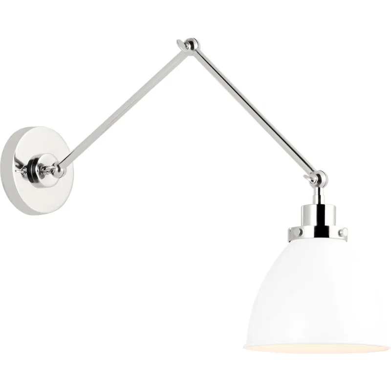 C&M by Chapman & Myers Wellfleet 26 inch 75 watt Matte White and Polished Nickel Task Sconce Wall Light in Matte White / Polished Nickel