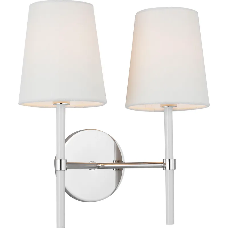 kate spade new york Monroe 2 Light 12 inch Polished Nickel Wall Sconce Wall Light in Polished Nickel / Gloss White