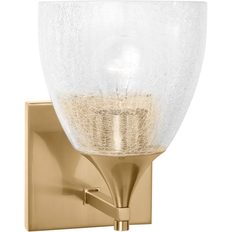 Drew & Jonathan Toffino 1 Light 6 inch Satin Brass Sconce Wall Light in Clear Crackle Glass, Small