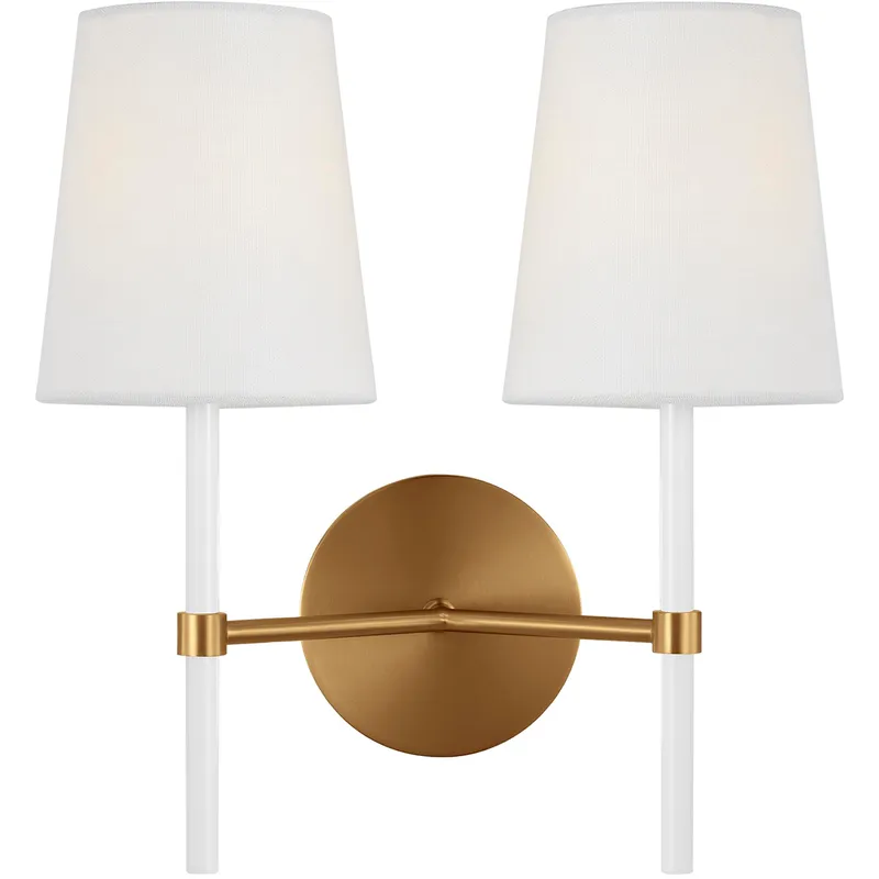 kate spade new york Monroe 2 Light 12 inch Burnished Brass Wall Sconce Wall Light in Burnished Brass / Gloss White