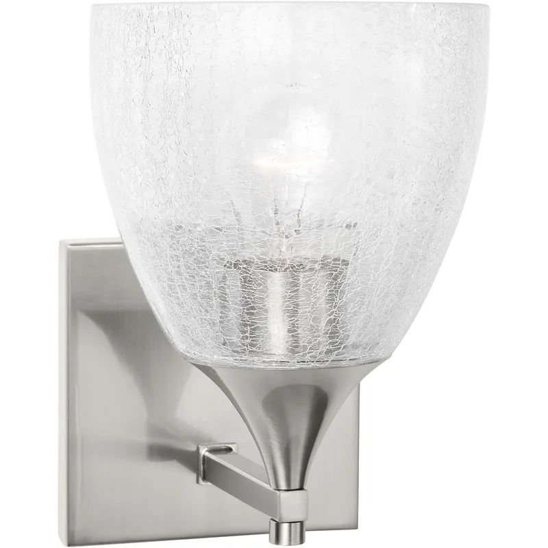 Drew & Jonathan Toffino 1 Light 6 inch Brushed Nickel Sconce Wall Light in Clear Crackle Glass, Small