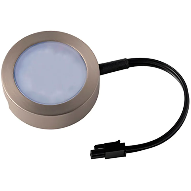 Line Voltage Puck Light LED Brushed Nickel Button Light, WAC Limited