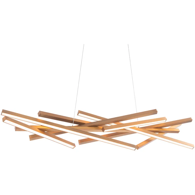 Parallax Linear Pendant Ceiling Light in Aged Brass, dweLED
