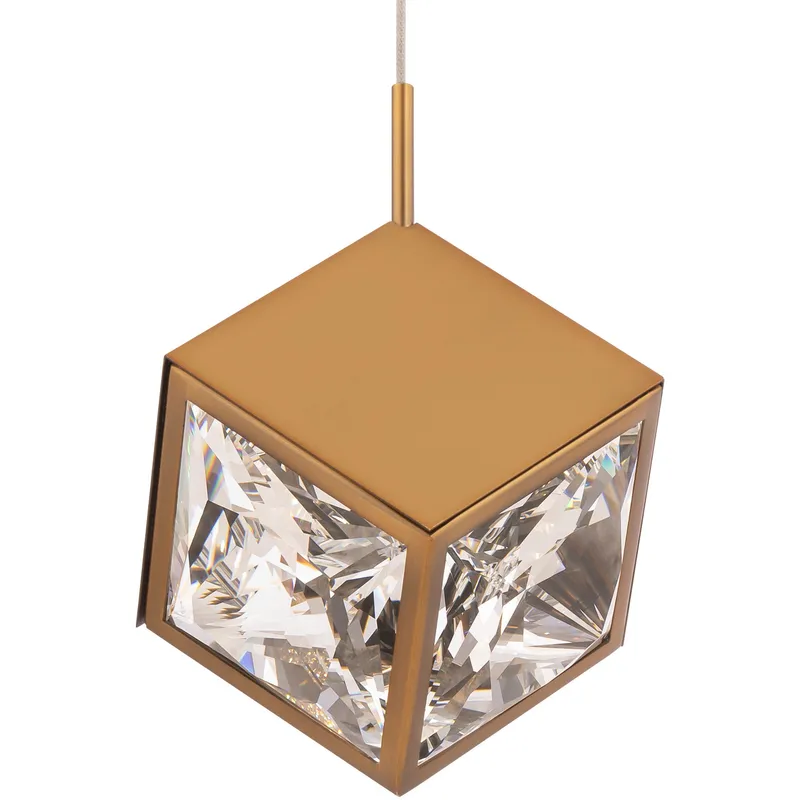 ICE Cube LED 6.63 inch Aged Brass Mini-Pendant Ceiling Light, dweLED