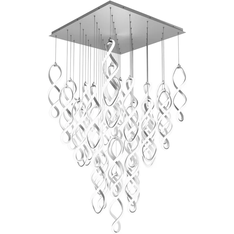 Interlace LED 37.88 inch Chrome Multi-Light Pendant Ceiling Light, dweLED