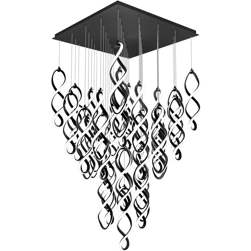 Interlace LED 37.88 inch Black Multi-Light Pendant Ceiling Light, dweLED