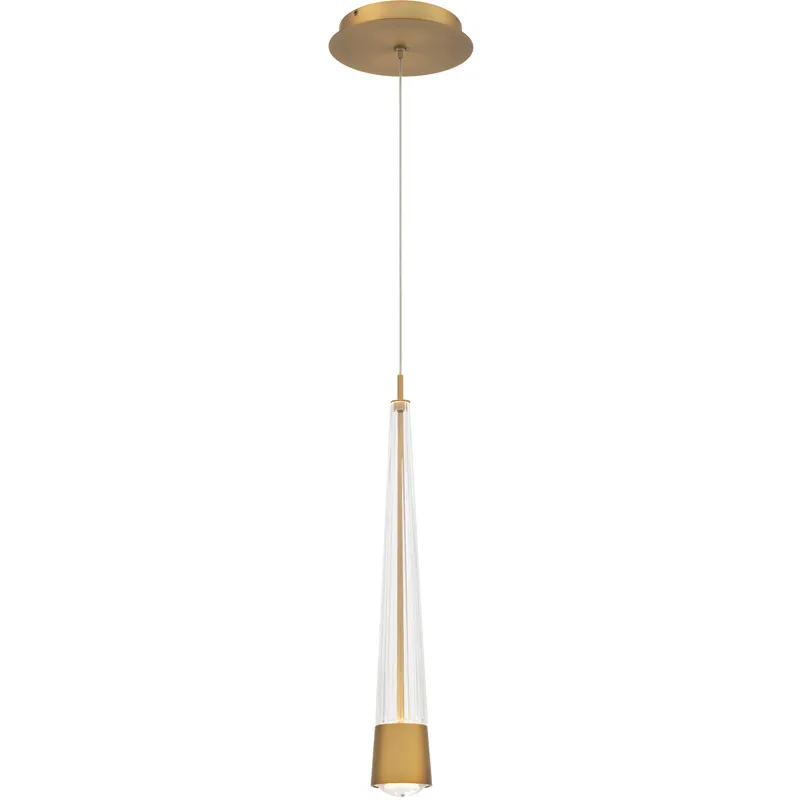 Quill LED 2.34 inch Aged Brass Pendant Ceiling Light in 3500K, dweLED