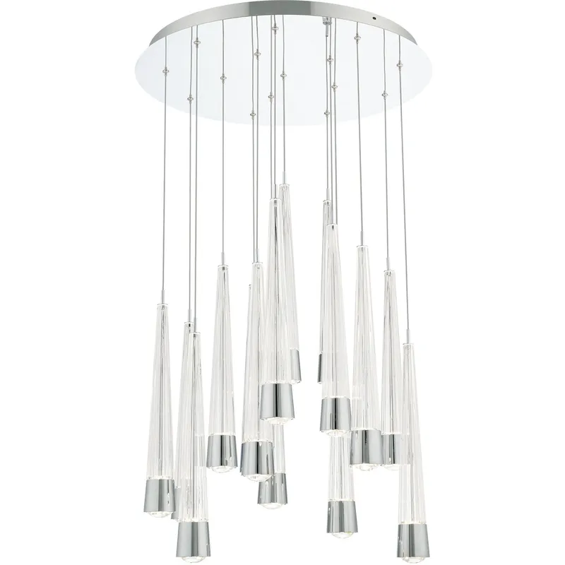 Quill LED 23 inch Chrome Multi-Light Pendant Ceiling Light, dweLED