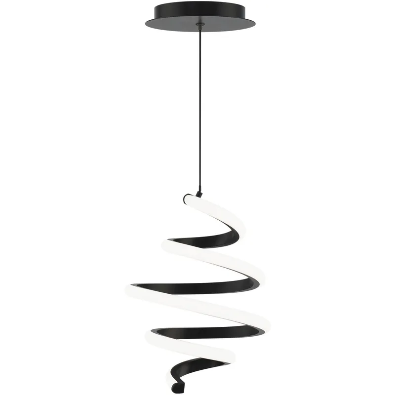 Whirl LED 8.25 inch Black Pendant Ceiling Light in 2700K, dweLED