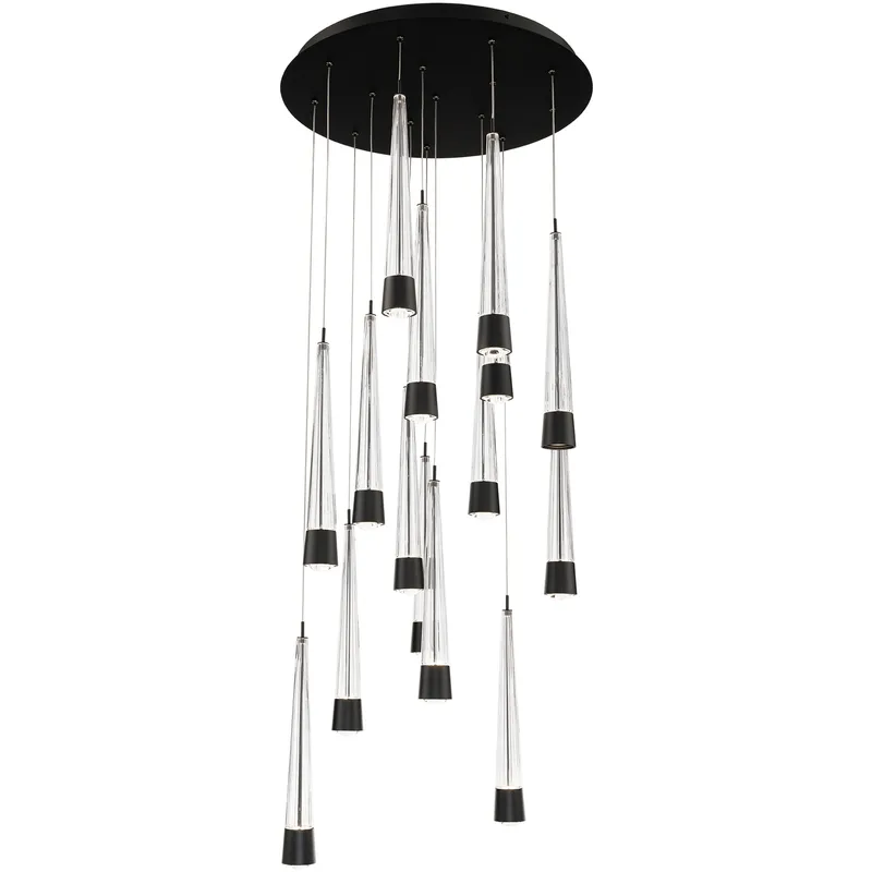 Quill LED 23 inch Black Multi-Light Pendant Ceiling Light, dweLED