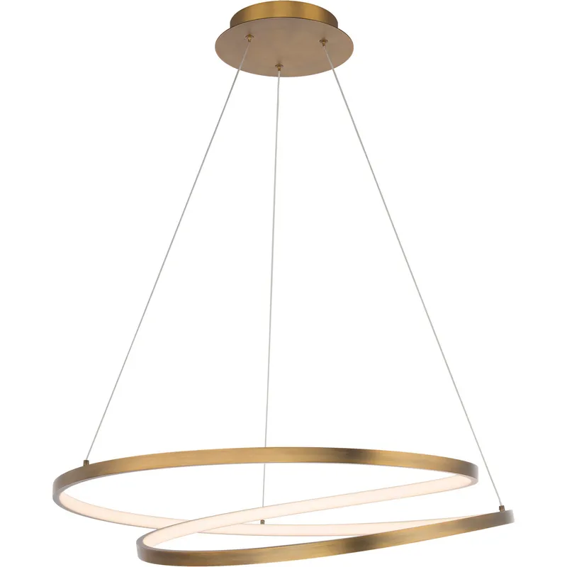 Marques LED 28 inch Aged Brass Pendant Ceiling Light, dweLED